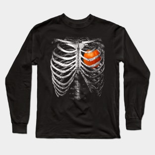 Halloween Skeleton Pumpkin Heart Long Sleeve T-Shirt